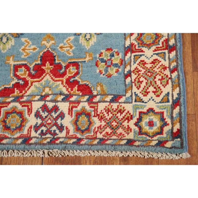 Light Blue Kazak Foyer Rug Handmade Traditional Wool Carpet - 2'0" x 3'0"