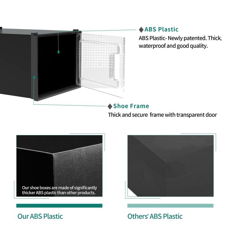 6/12/18 Pack Shoe Storage Box Plastic Stackable Shoe Organizer for Closet Foldable Sneaker Containers Bins Holders Racks