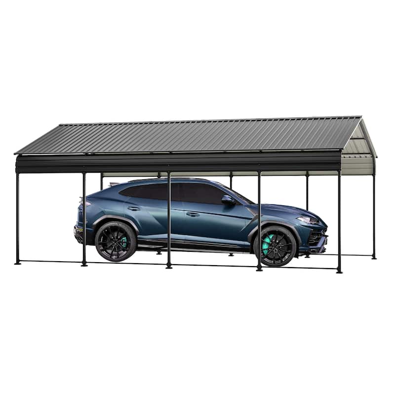 GDFStudio - Oliver Heavy Duty Outdoor Metal Carport with Waterproof Tarpaulin and Reinforced Base