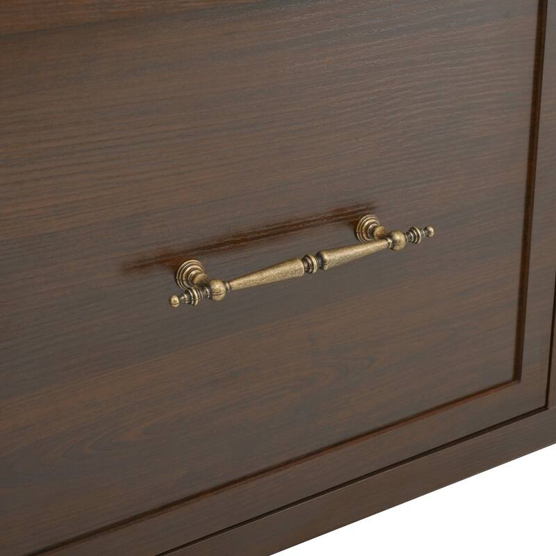 Farmhouse Wooden Hall Tree with Arched Design,8 Retro Hooks and 3 Drawers