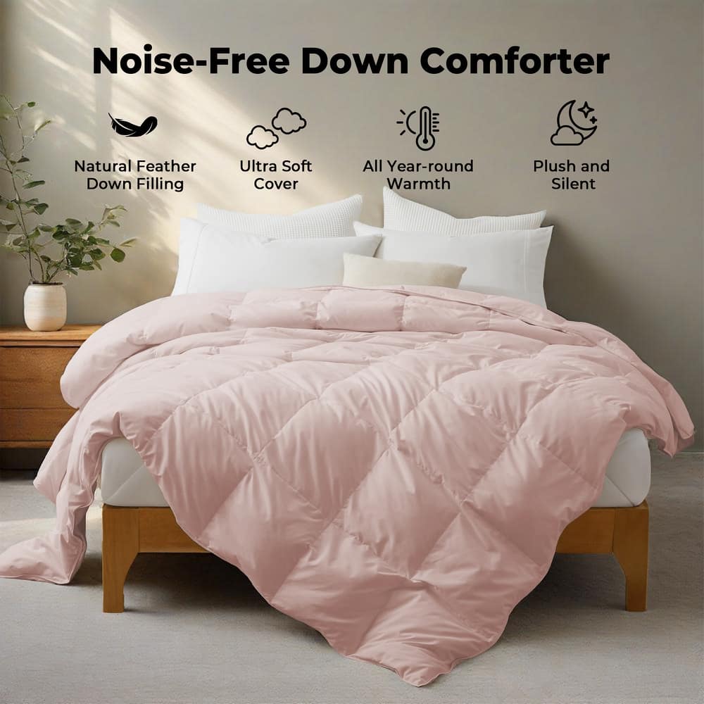 Medium Warmth All Season 600 Fill Power White Goose Feather Down Comforter Duvet Insert
