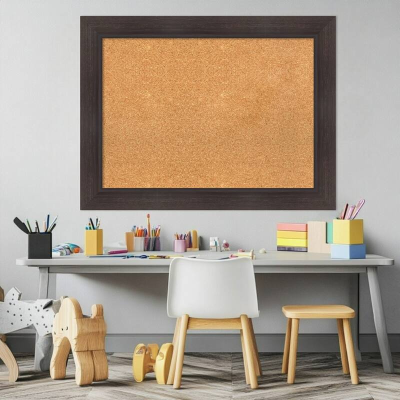 Sloped Espresso Framed Cork Board - Bulletin Board, Organization Board, Pin Board