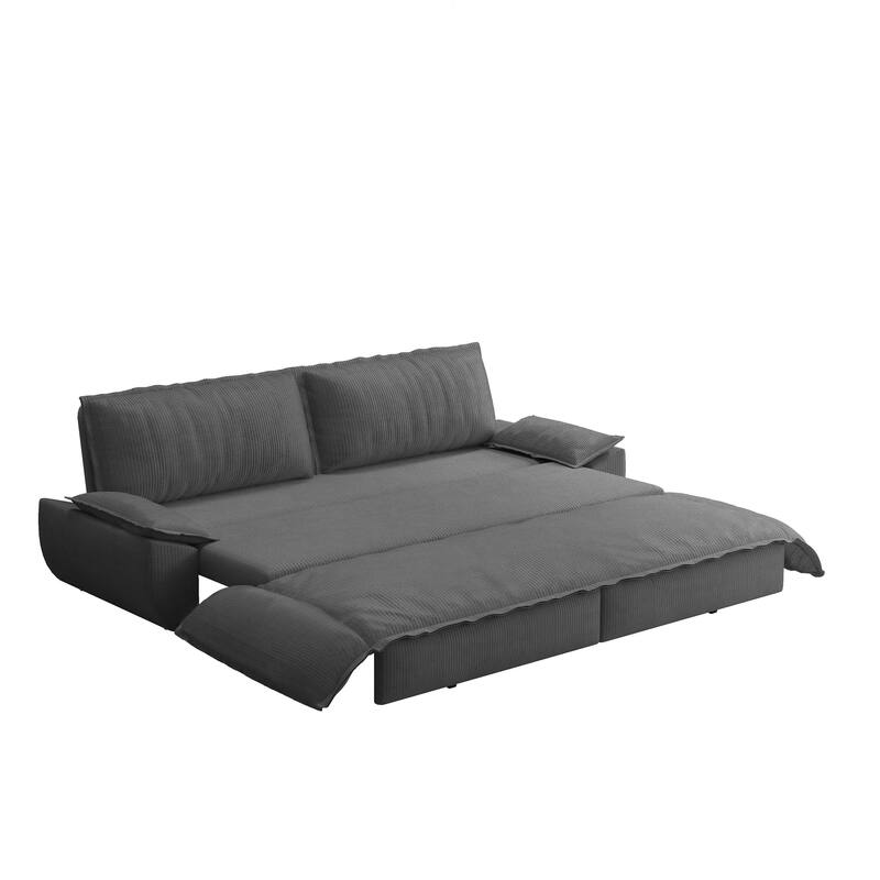 GDFStudio - Corduroy 73.2" 3-in-1 Convertible Pull Out Sofa Bed