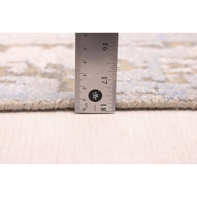 ECARPETGALLERY Hand-knotted Legacy Light Blue Silk, Wool Rug - 2'6 x 11'10