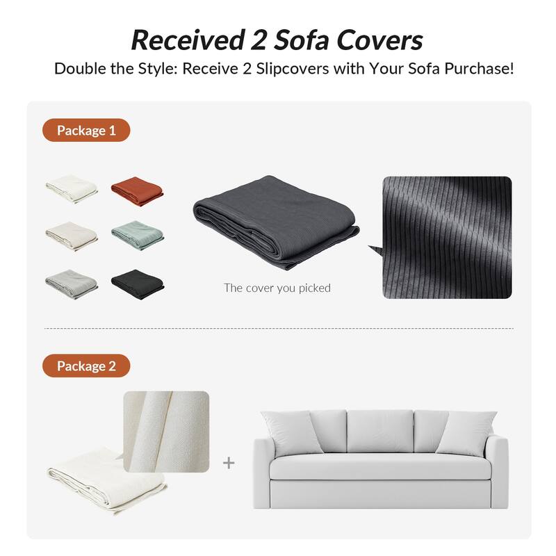 Riccardo 85" Modern Slipcovered Sofa with Square Flange Arm by HULALA HOME