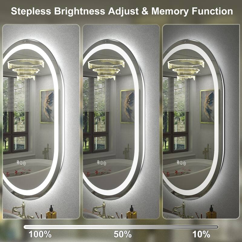 UL Certified Oval LED Lighted Anti-fog Wall Bathroom Vanity Mirror