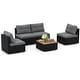preview thumbnail 1 of 4, 5 Piece Rattan Sofa Set with Seat and Back Cushions for Backyard Black & Gray