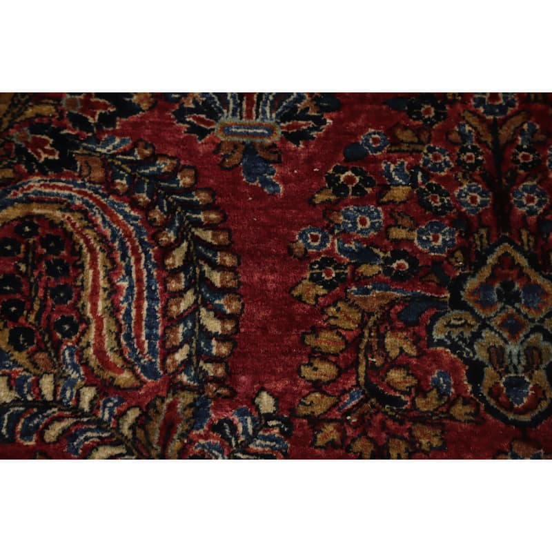 Hand Knotted Oriental 100% Wool Carpet Traditional Floral Red Sarouk Area Rug - 11' 9'' X 9' 1''
