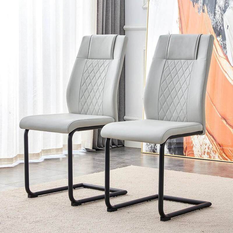 PU Leather Upholstered Dining Chair with Metal Feet