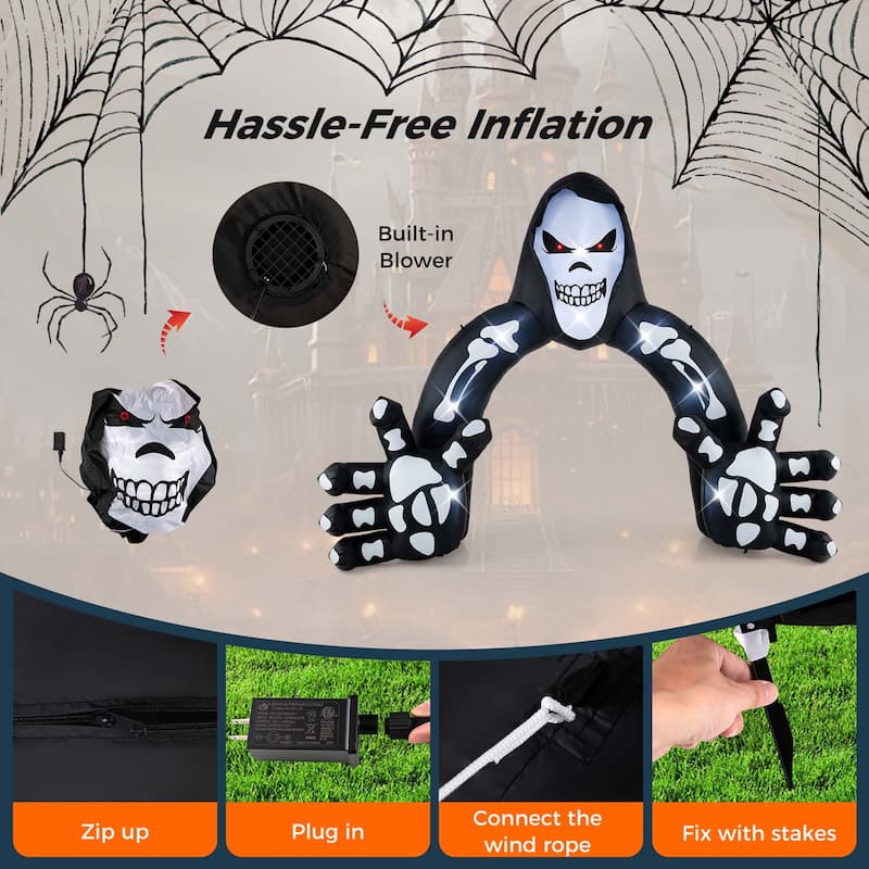Costway 10.2 x 8.7 ft Halloween Inflatable Grim Reaper Archway LED - See Details