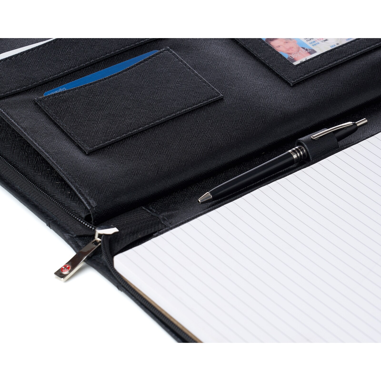 Alpine Swiss Genuine Leather Writing Pad Portfolio Business Case for Left & Right Handed Use with Tablet Sleeve Glossy Nappa Teal 
