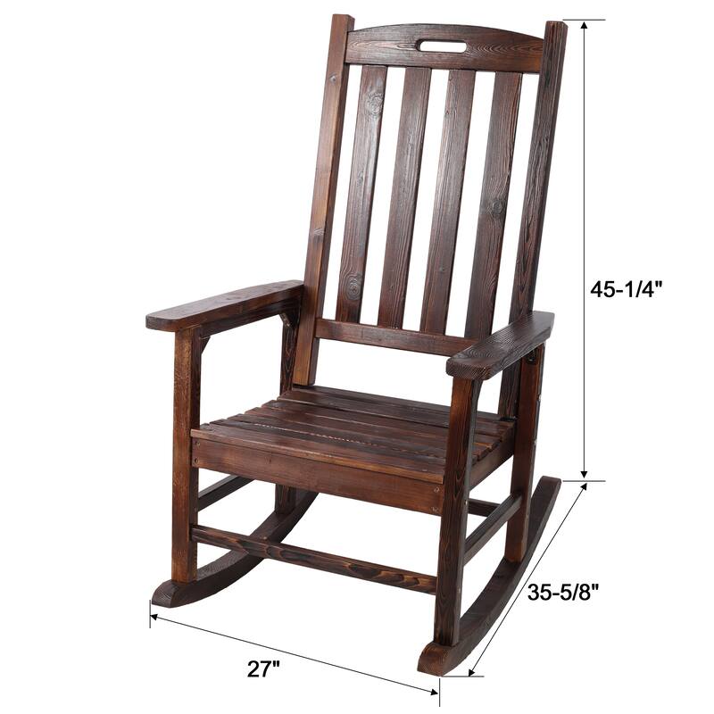 Wooden Porch Rocker Chair Wide Seat and Tall Backrest,High Back Smooth Rocking Chairs for Outdoor & Indoor,Light