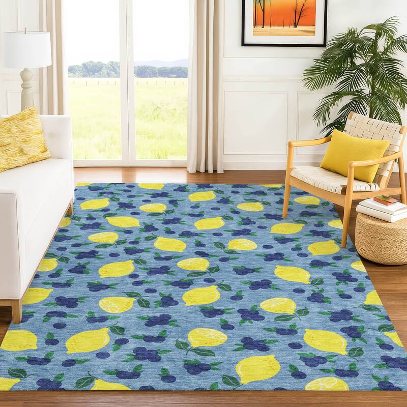 Machine Washable Indoor/ Outdoor Citrus Berry Chantille Rug