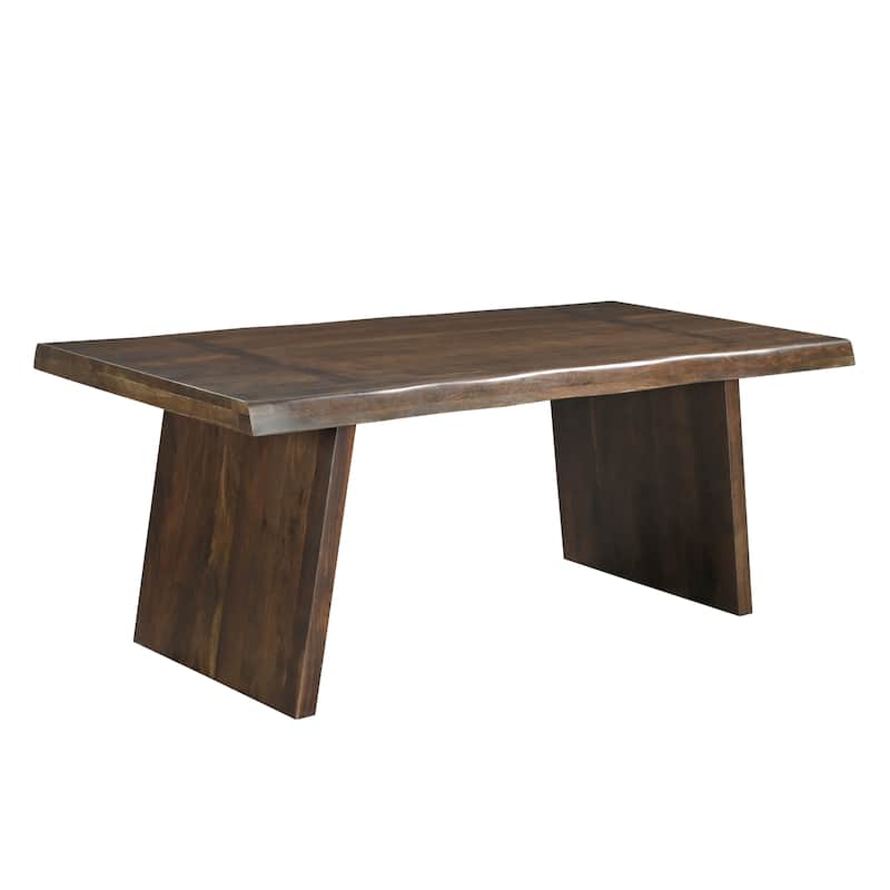 Riley Live Edge Solid Wood Double Pedestal Dining Table - 75" W