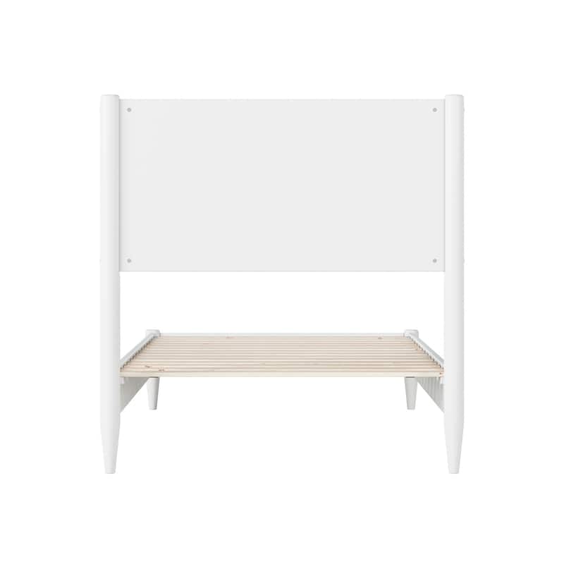 Rustic Ranch Twin Platform Bed - Solid Wood Low Profile Bed Frame in White