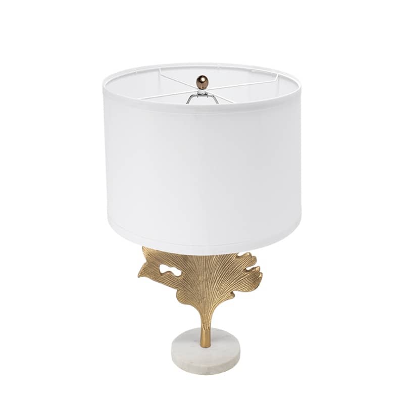 D13x22.2" Gold and White Table Lamp with Leaf Design