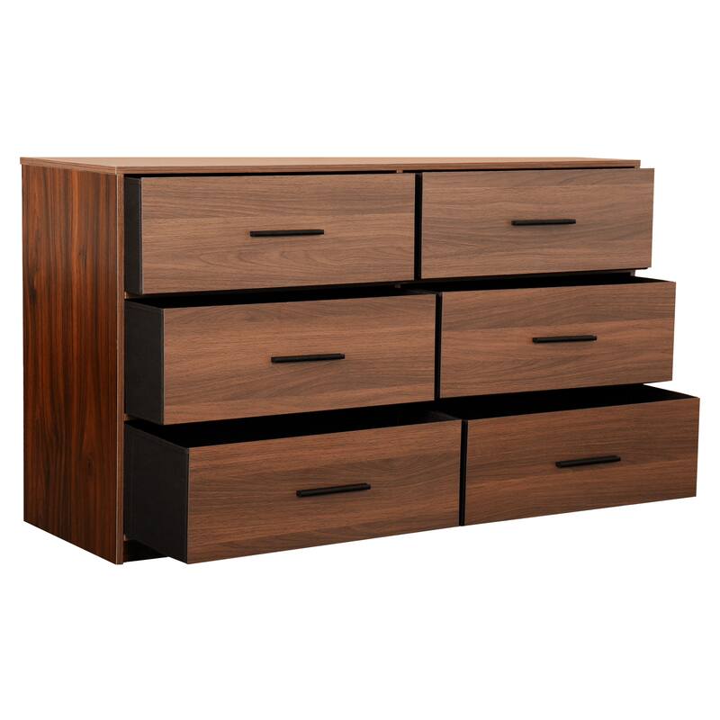Modern Minimalist 6-Drawer Dresser with Large Fabric Drawers