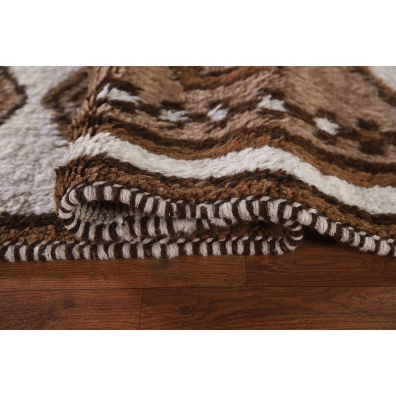 Plush Turkish Anatolian Runner Rug Hand-knotted Beige Wool Carpet - 3'6"x 13'3"