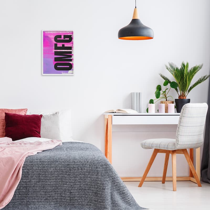 Stupell Bold OMFG on Abstract Framed Giclee Art Design By House of Lulu