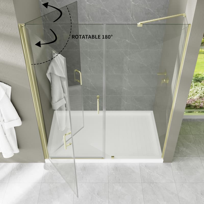 60'' x 72'' Alu-frame Glass Shower Tub Door in Nickel/Gold