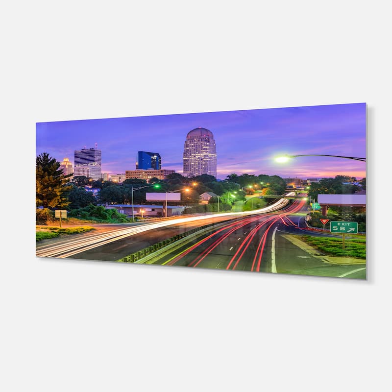 Winston Salem North Carolina - Cityscape Glossy Metal Wall Art