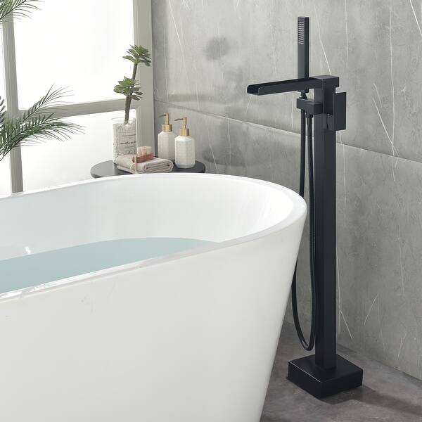 Single Handle Floor Mounted Freestanding Tub Filler with Handheld
