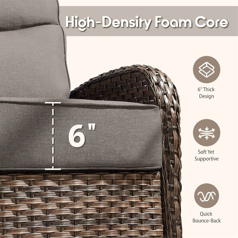 Meyreso 3-Piece Wicker Patio Swivel Glider Chairs with 6-Inch Thick Cushions and Side Table