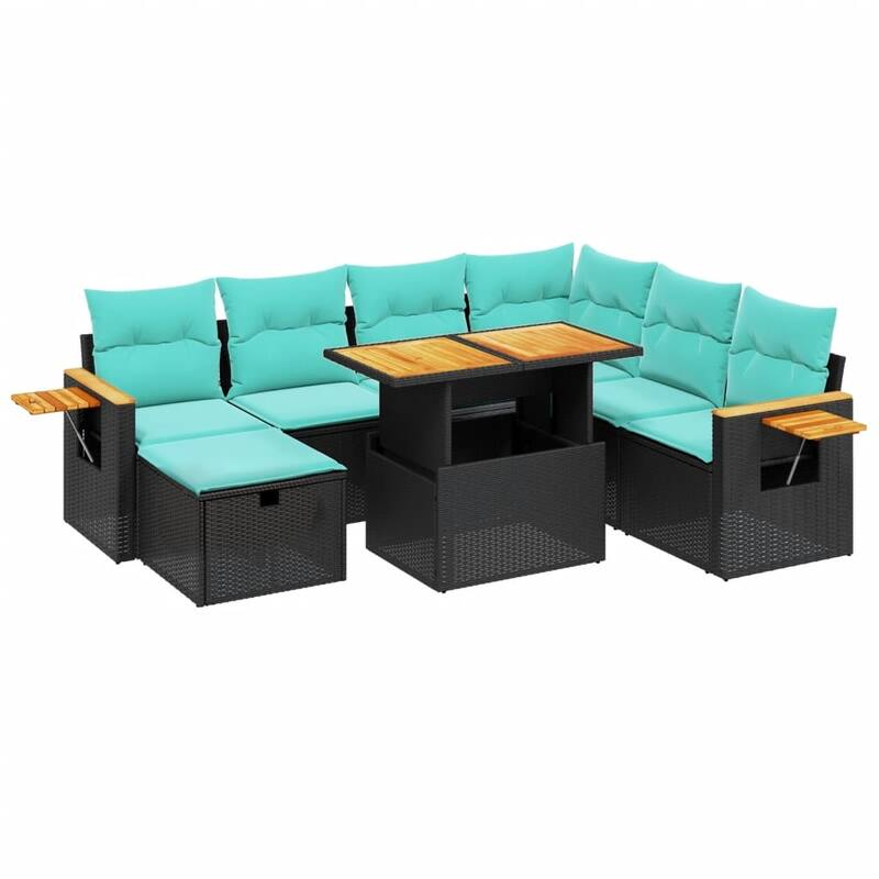 vidaXL Patio Sofa Set with Cushions Outdoor Furniture 8 Piece Poly Rattan - 21.7 x 24.4 x 27.2