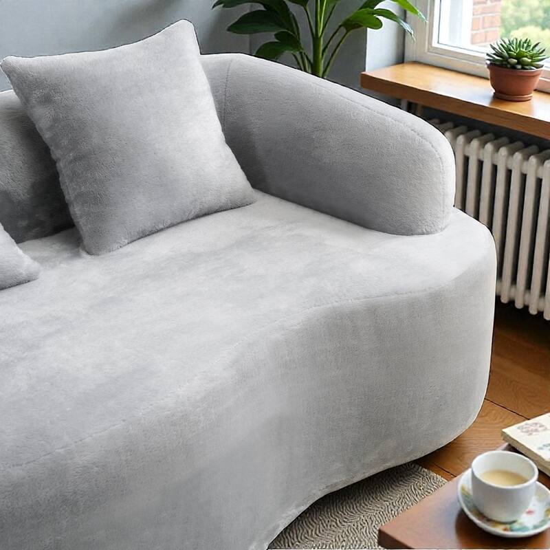 Full Compression L Shaped Sectional Sofa with Curved Chaise, Modular Chenille Couch for Apartment Living Room