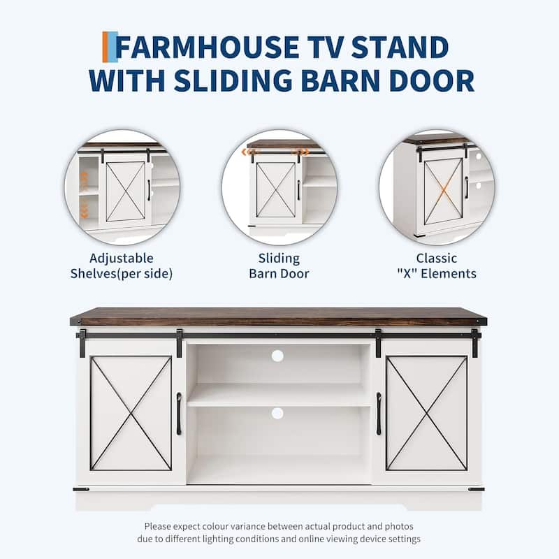 Modern Farmhouse TV Stand and Entertainment Center for TV Up to 65 Inches - N/A