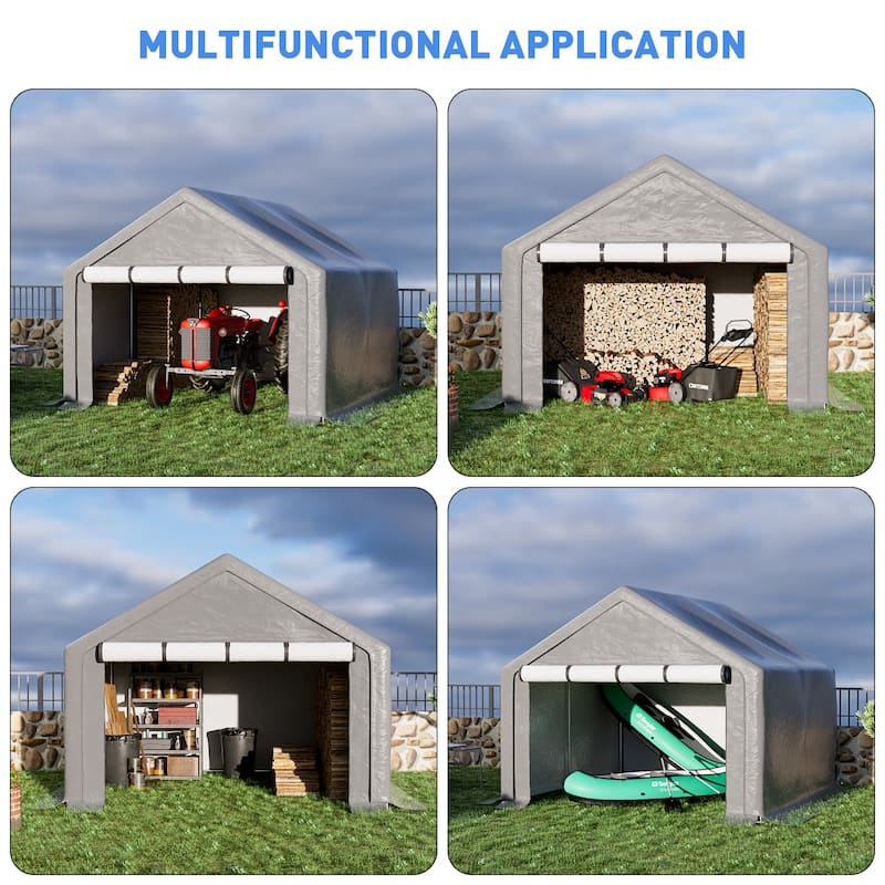 Portable Storage Shelter Garage Storage Tent with Zipper Door, Heavy ...