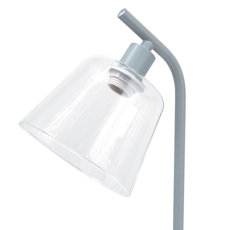 Angled Desk Lamp with Clear Ribbed Glass Shade - 15.75" - Gray
