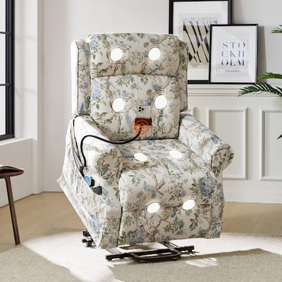 Billy Traditional Lift Assist Power Recliner With Massage Heat And Manual Headrest by HULALA HOME