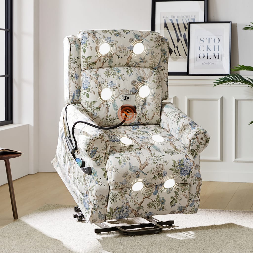 Billy Traditional Lift Assist Power Recliner With Massage Heat And Manual Headrest by HULALA HOME