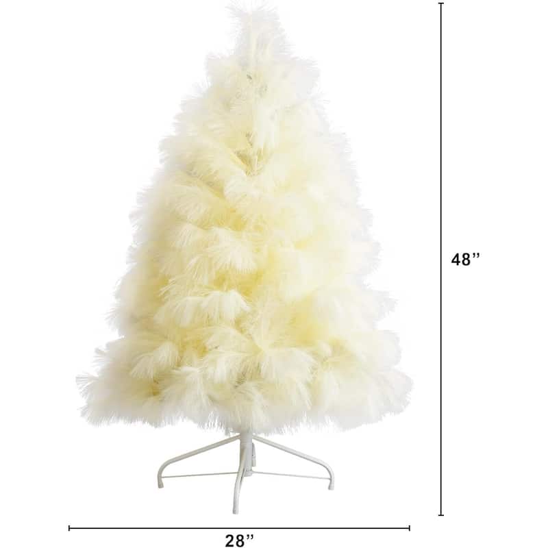 4ft. Artificial Off-White Pampas Grass Christmas Tree - Unique Festive Holiday X-Mas Accent