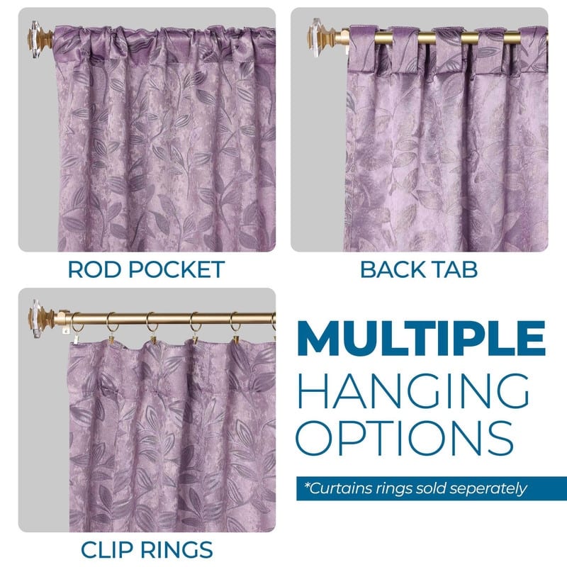 Superior Leaves Machine Washable Room Darkening Curtains with Back Tabs, Set of 2