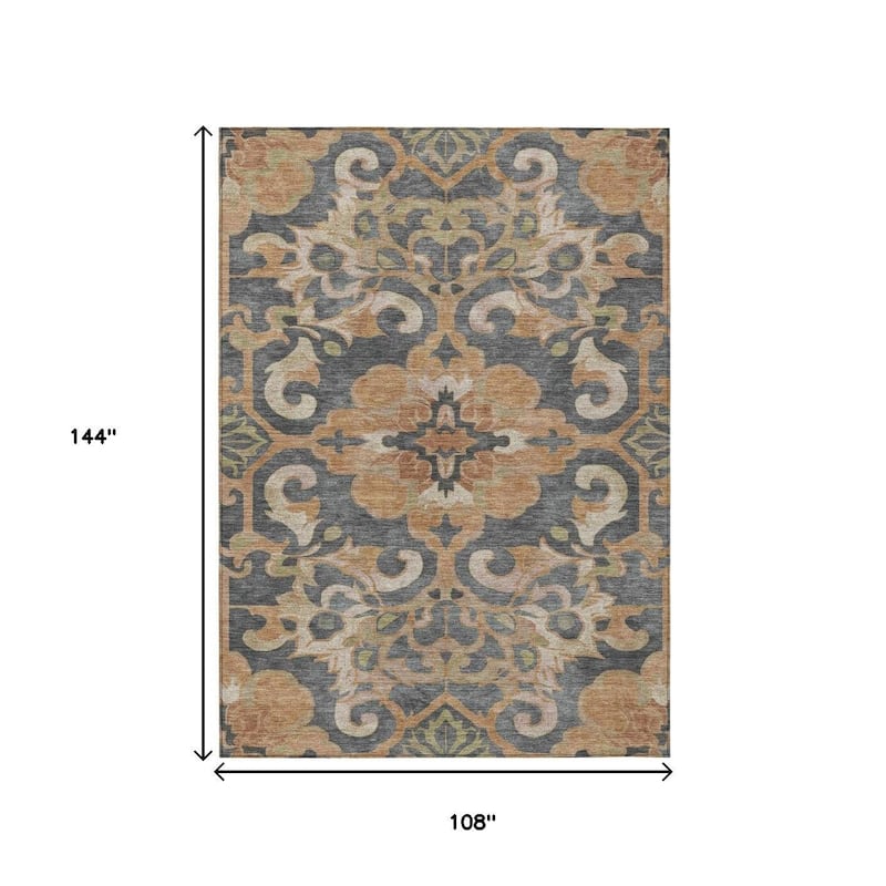 HomeRoots Damask Traditional Rectangle Outdoor Rug