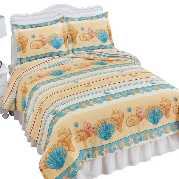 3Piece Coastal Seashell Reversible Comforter Set Bed Bath & Beyond
