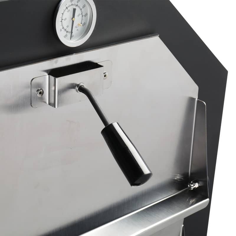 Freestanding Outdoor Wood-fired Pizza Oven with Thermometer and Wheels - N/A
