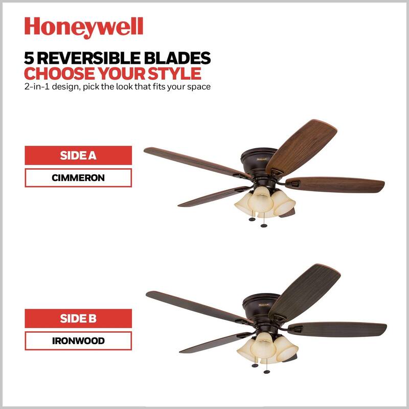 52" Honeywell Glen Alden Oil Rubbed Bronze LED Indoor Ceiling Fan with Light & Pull Chain