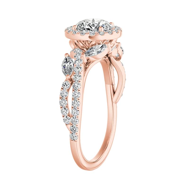 Auriya 14k Gold Vintage Floral Petal 1 1/3ctw Halo Diamond Engagement Ring (G-H, VS1,VS2)
