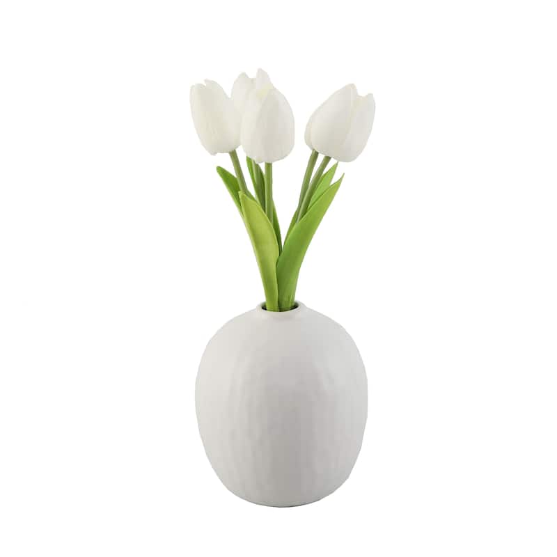 11.25"H 5 Real-touch Tulips in 5"H Vase - ONE-SIZE