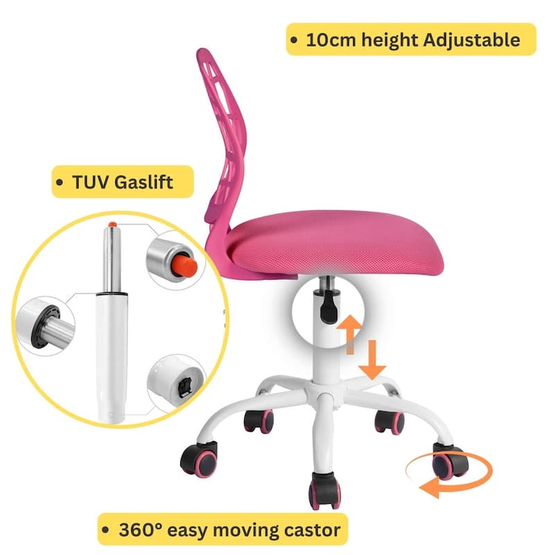 HomyLin Armless Home Office Task Chair Kids Desk Chair Mid-Back