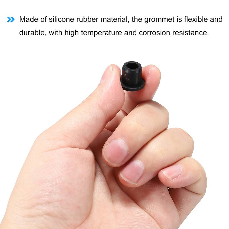 T Shape Rubber Grommet 0.55 Inch OD 0.24 Inch ID Seal for Cable Pack of 6 - Black