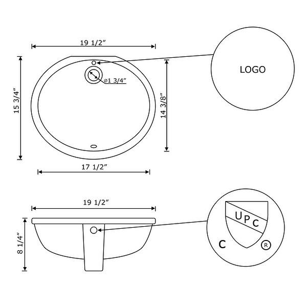 American Imaginations 19.25-in. W CUPC Oval Undermount Sink Set In ...