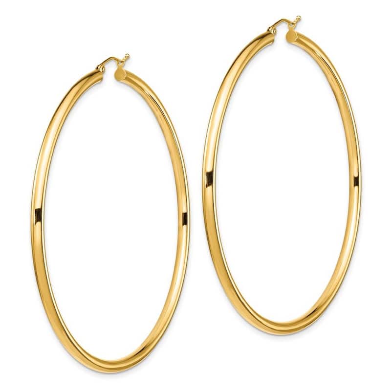 Curata 14k Yellow Gold Lightweight 70x3mm Polished Hoop Earrings