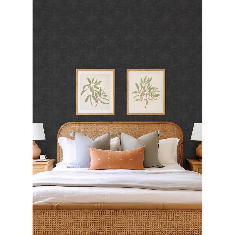 A-Street Prints Reid Black Woven Geometric Wallpaper