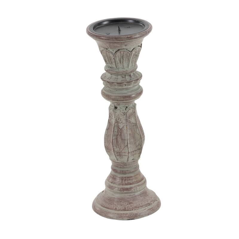 Mango Wood Candle Holder - Set of 3 Brown - Roche River Decor - 6"W x 6"L x 18"H