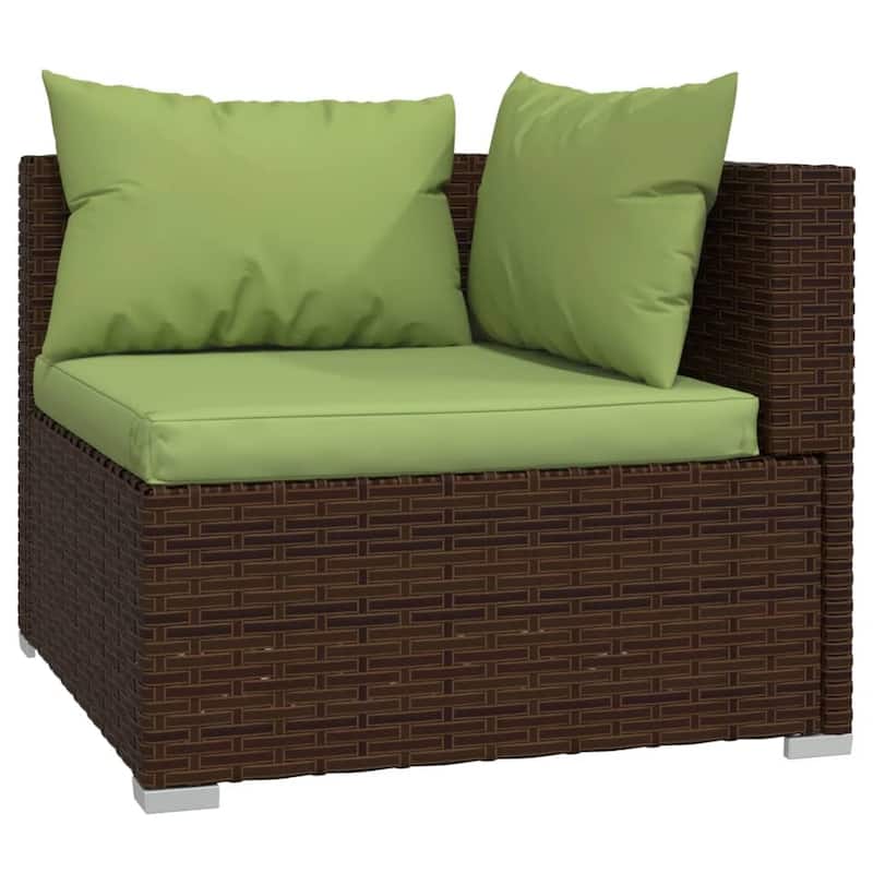 vidaXL Patio Lounge Set with Cushions Poly Rattan Brown - 27.6" x 27.6" x 24" - 27.6" x 27.6" x 24"