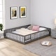preview thumbnail 10 of 29, Solid Wood Platform Bed Frame with Fence，Queen/Full/Twin Size Grey - Full